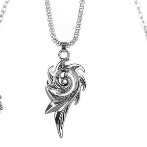 🔷️ Silver Spike Swirl Design Pendant Hardware Necklace 26" NWT